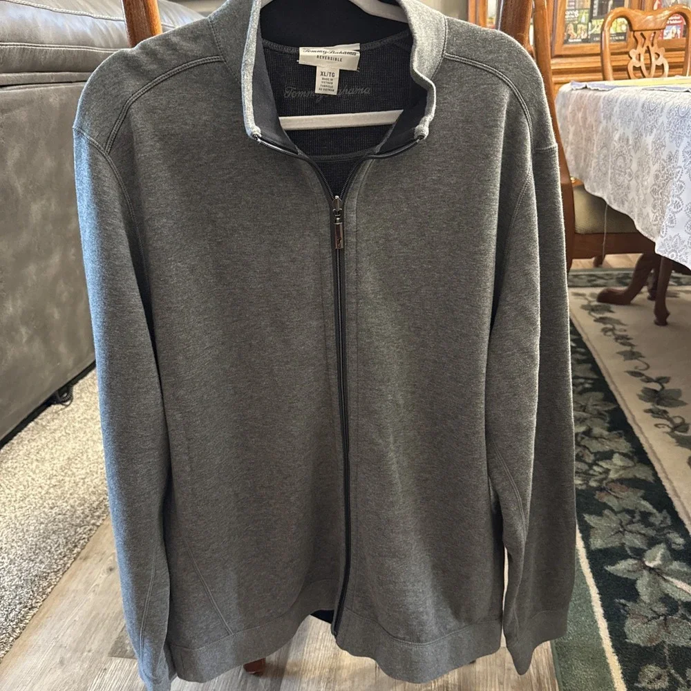 Tommy Bahama Full Zip Jacket XL Grey Reversible.